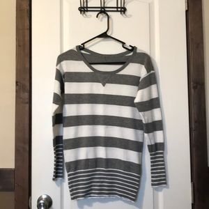 Gray and white stripped sweater
